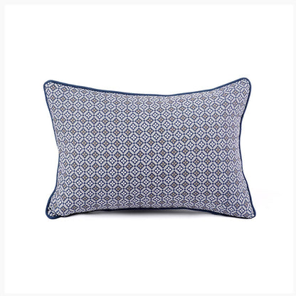 Indigo Dark Blue DOMINOTERIE Geometric Cotton Pillow Cover Multi‑Size