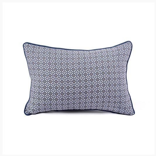 Indigo Dark Blue DOMINOTERIE Geometric Cotton Pillow Cover Multi‑Size