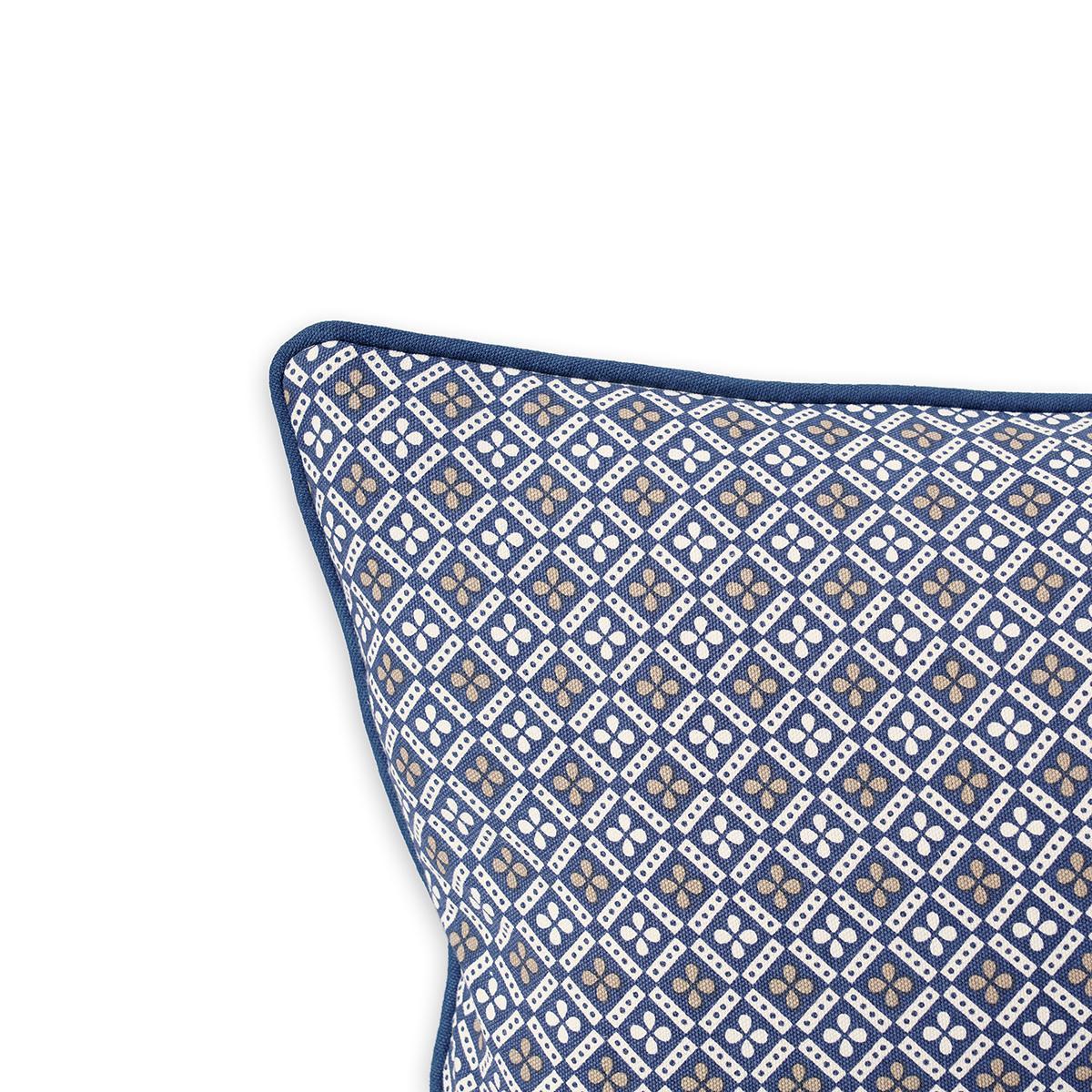 Indigo Dark Blue DOMINOTERIE Geometric Cotton Pillow Cover Multi‑Size