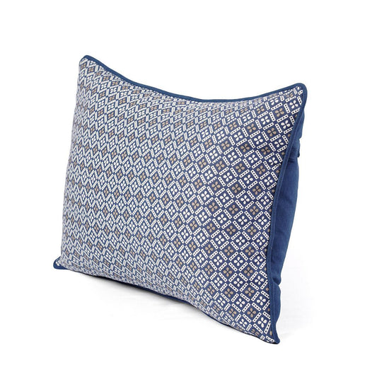 Indigo Dark Blue DOMINOTERIE Geometric Cotton Pillow Cover Multi‑Size