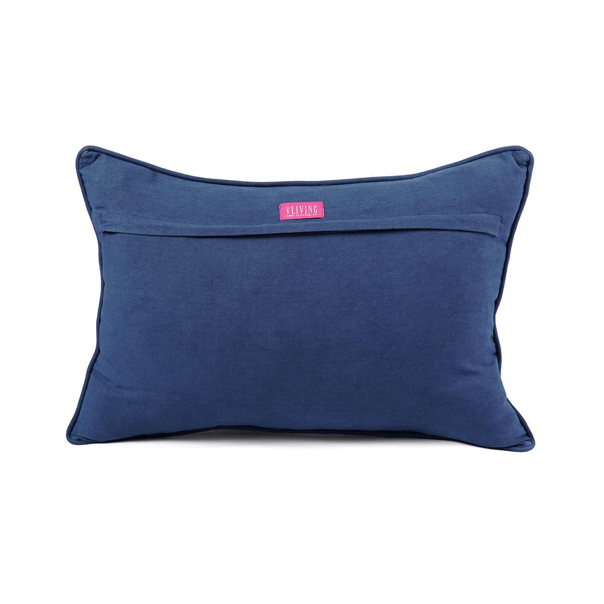 Indigo Dark Blue DOMINOTERIE Geometric Cotton Pillow Cover Multi‑Size