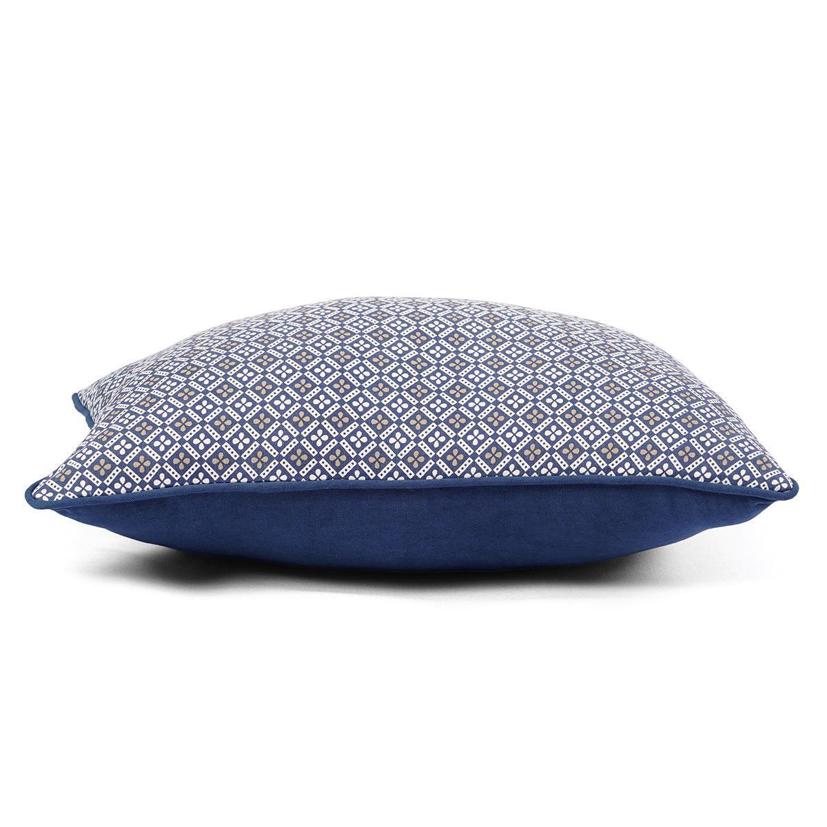 Indigo Dark Blue DOMINOTERIE Geometric Cotton Pillow Cover Multi‑Size
