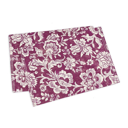 Maroon & Plum Cotton Placemat | Bold Floral Block Print | 13×19 Inches | Set of 2, 4 & 6