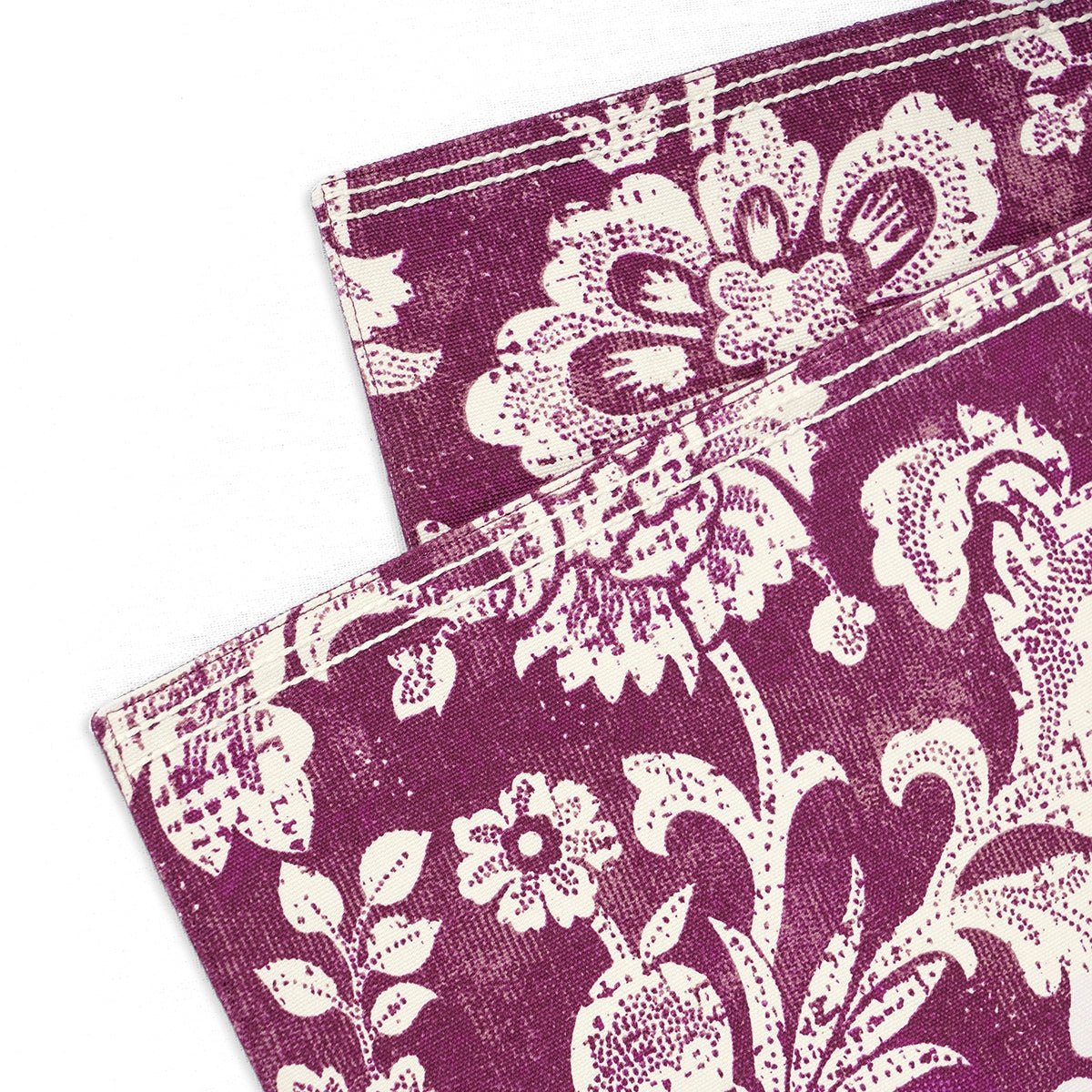 Maroon & Plum Cotton Placemat | Bold Floral Block Print | 13×19 Inches | Set of 2, 4 & 6