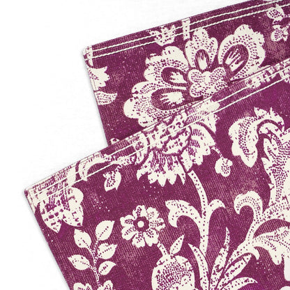 Maroon & Plum Cotton Placemat | Bold Floral Block Print | 13×19 Inches | Set of 2, 4 & 6
