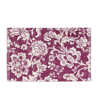 Maroon & Plum Cotton Placemat | Bold Floral Block Print | 13×19 Inches | Set of 2, 4 & 6