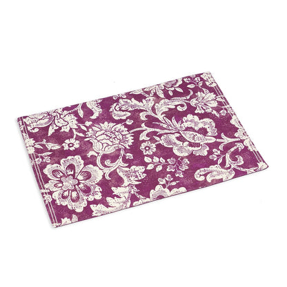 Maroon & Plum Cotton Placemat | Bold Floral Block Print | 13×19 Inches | Set of 2, 4 & 6