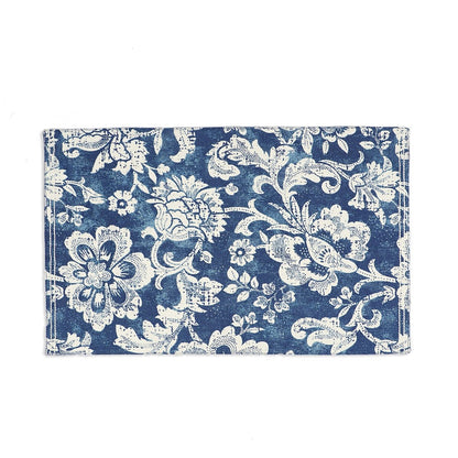 Indigo Blue Cotton Placemat | Bold Floral Block Print | 13×19 Inches | Set of 2, 4 & 6
