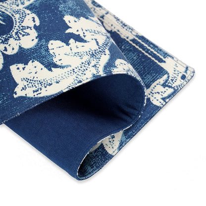 Indigo Blue Cotton Placemat | Bold Floral Block Print | 13×19 Inches | Set of 2, 4 & 6