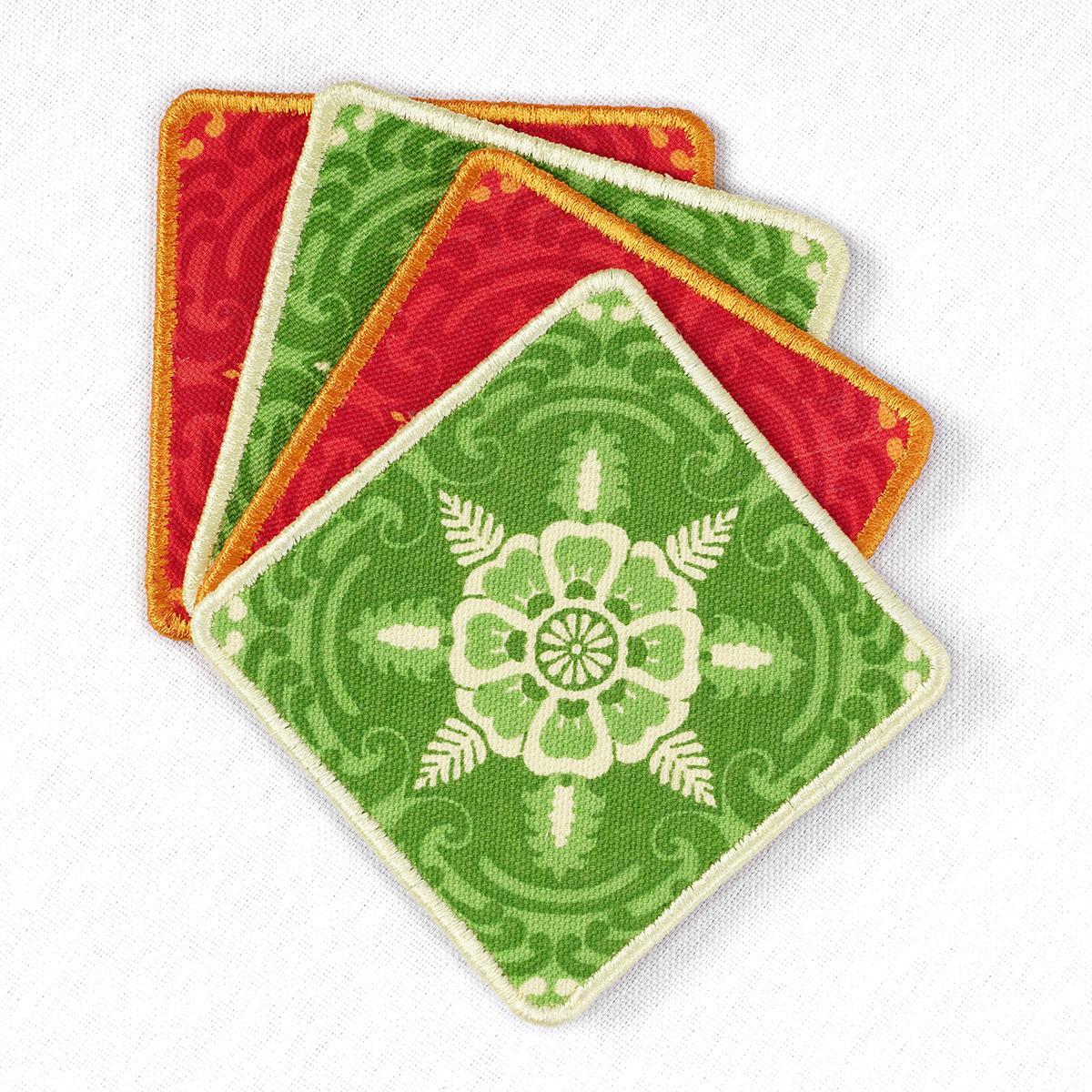 Premium 8‑Piece Reversible Cotton Coaster Set with Wooden Box