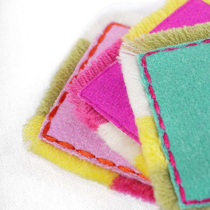 Boho Felt Fringe Coaster Set of 6 with Wooden Box