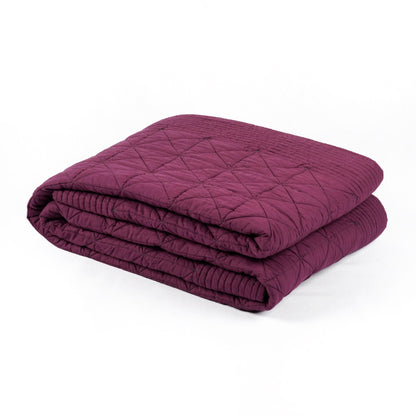 Plum Hand-Quilted Cotton Voile Quilt | Diamond Pattern | Twin, Queen & King Sizes