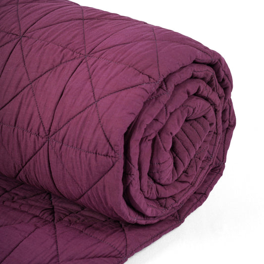 Plum Hand-Quilted Cotton Voile Quilt | Diamond Pattern | Twin, Queen & King Sizes