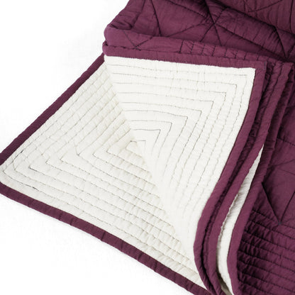 Plum Hand-Quilted Cotton Voile Quilt | Diamond Pattern | Twin, Queen & King Sizes