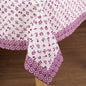 Plum Dominoterie Small Floral Print Cotton Tablecloth with Geometric Border | Round, 4-Seater & 6-Seater