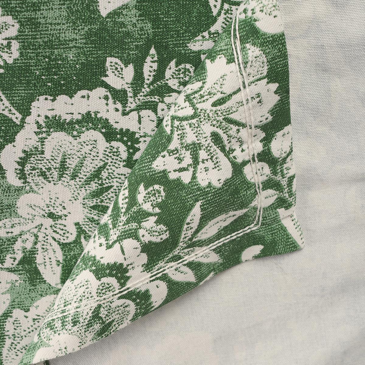 Green Dominoterie Bold Floral Print Cotton Tablecloth | Round, 4-Seater & 6-Seater Sizes