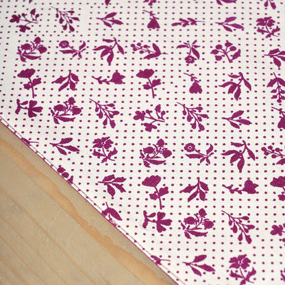 Maroon Dominoterie Floral & Geometric Print Table Runner with Patchwork Border | 100% Cotton