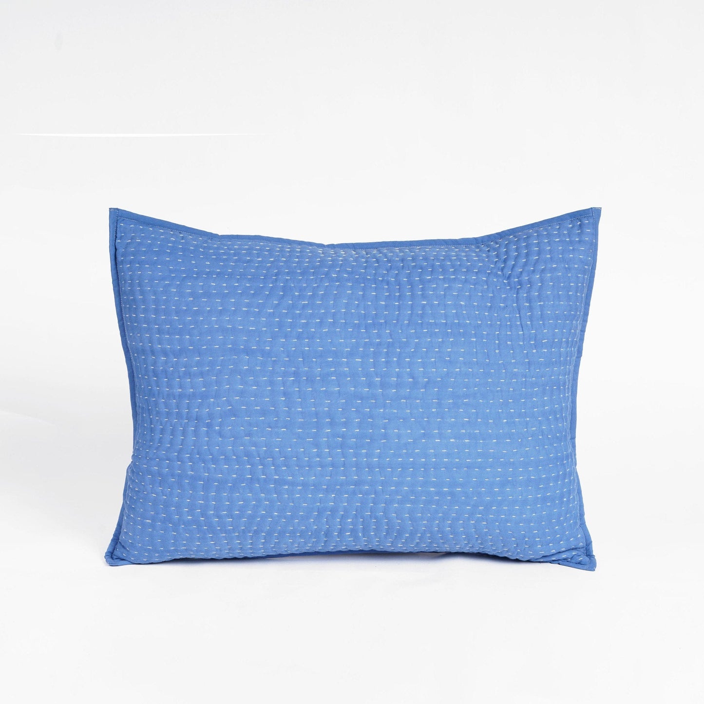 Denim Blue Stonewashed Kantha Quilted Bed Set with Pillow Cases