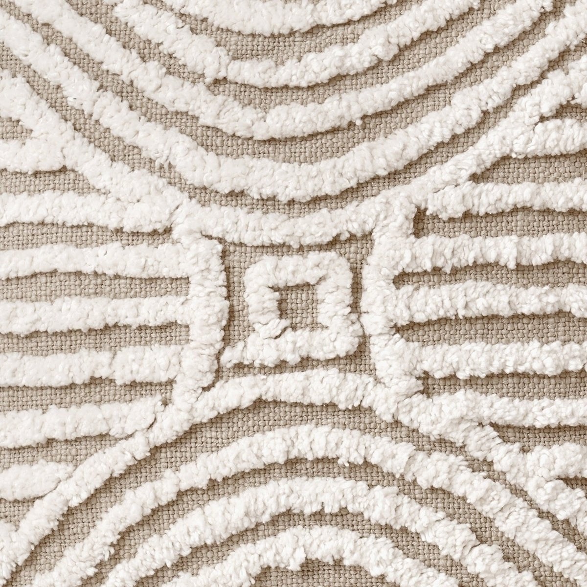 Zulu Off White & Beige Tufted Throw Pillow Cover | 18×18 Inches | Slub Cotton