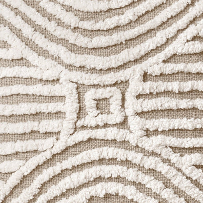 Zulu Off White & Beige Tufted Throw Pillow Cover | 18×18 Inches | Slub Cotton