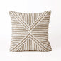 Zulu Off White & Beige Tufted Throw Pillow Cover | 18×18 Inches | Slub Cotton