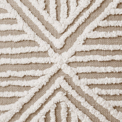 Zulu Inspired Tufted Off‑White & Beige Pillow Cover 18x18