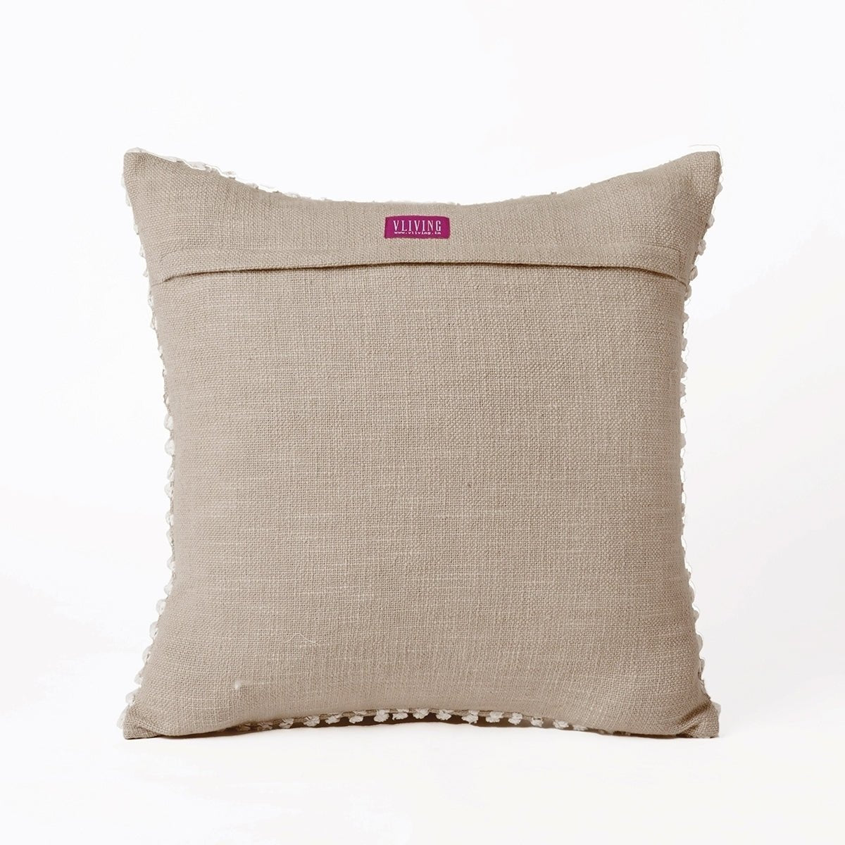 Zulu Off White & Beige Tufted Throw Pillow Cover | 18×18 Inches | Slub Cotton