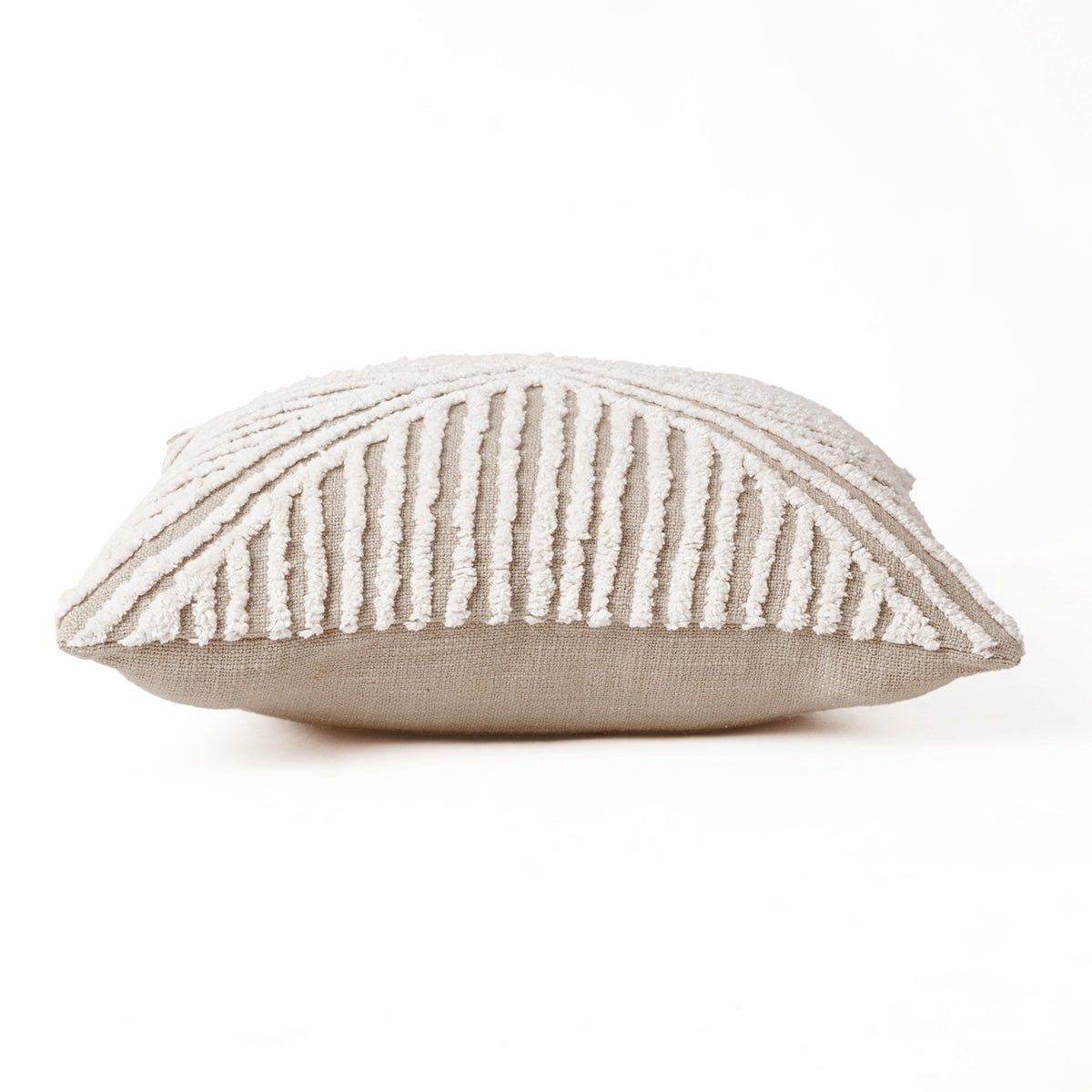 Zulu Off White & Beige Tufted Throw Pillow Cover | 18×18 Inches | Slub Cotton