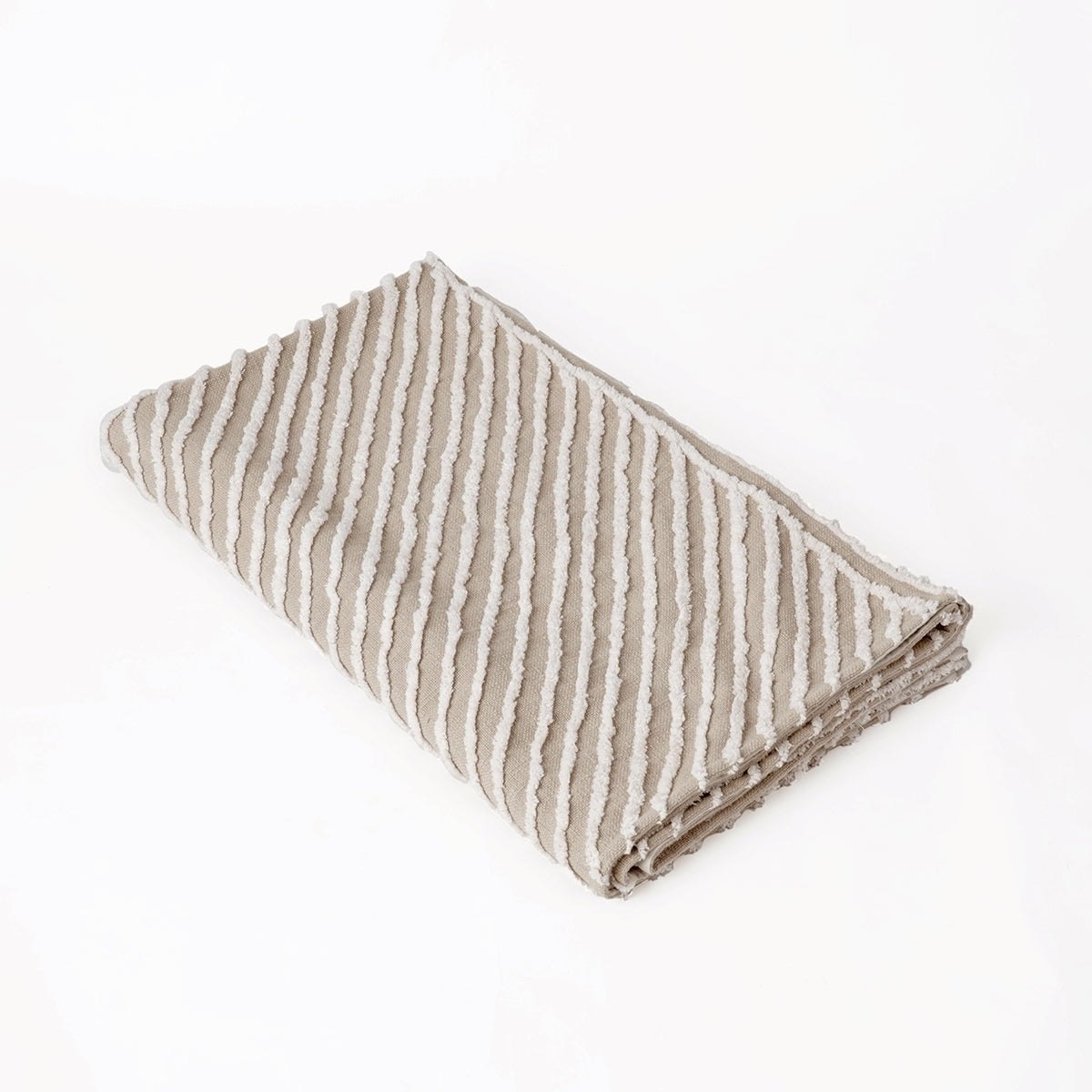 Zulu Beige & Off White Cotton Tufted Throw Blanket | 100% Slub Cotton | 50×60 Inches