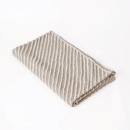 Zulu Beige & Off White Cotton Tufted Throw Blanket | 100% Slub Cotton | 50×60 Inches