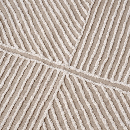 Zulu Beige & Off White Cotton Tufted Throw Blanket | 100% Slub Cotton | 50×60 Inches