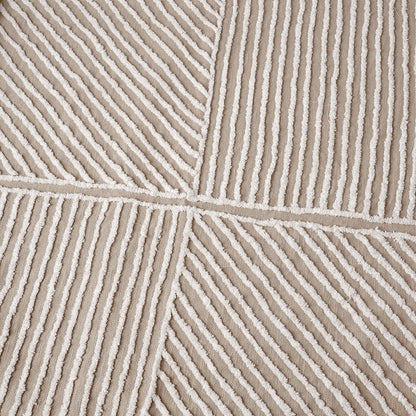 Zulu Beige & Off White Cotton Tufted Throw Blanket | 100% Slub Cotton | 50×60 Inches