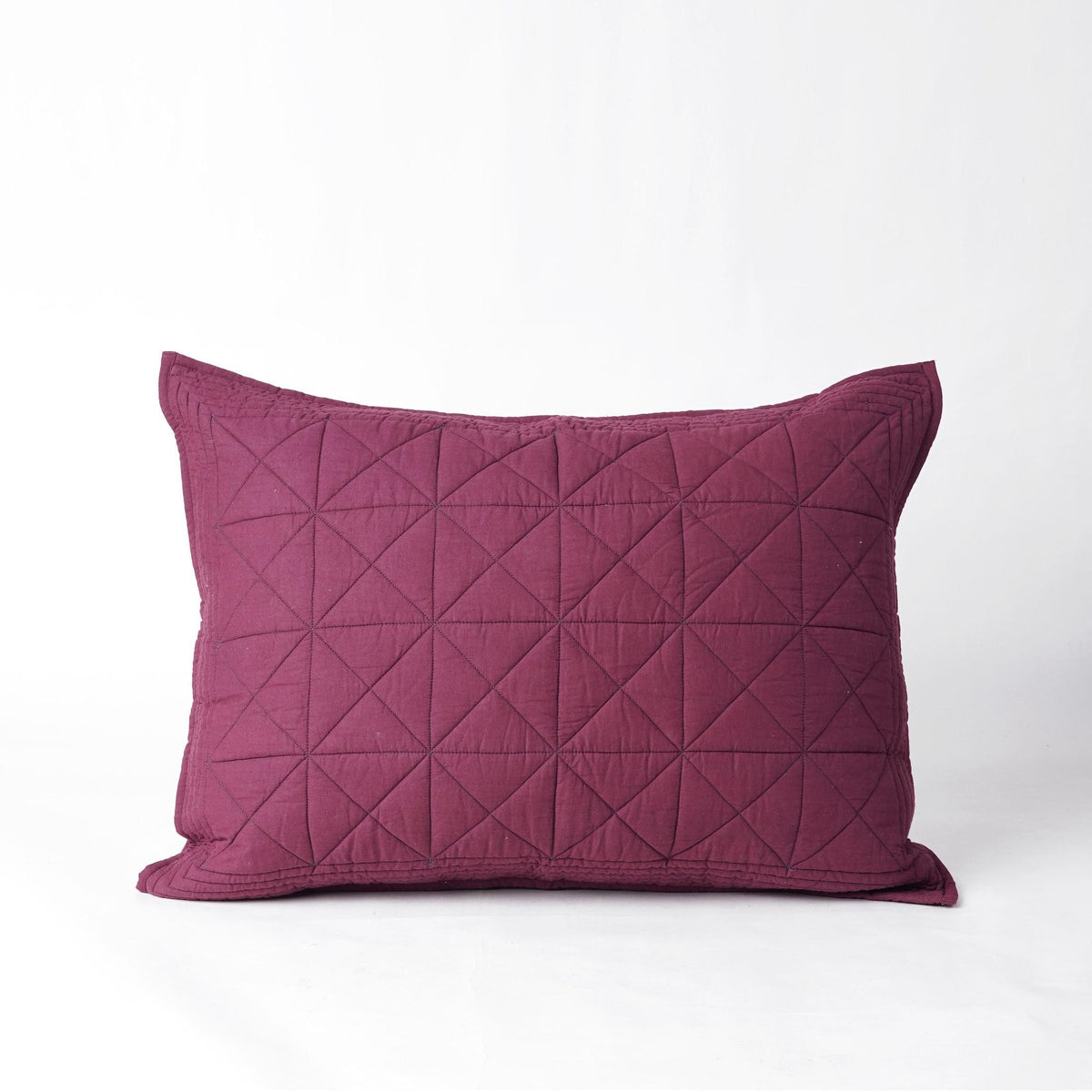 Plum Cotton Quilted Bed Set | Diamond Pattern | Handmade | Twin, Queen & King