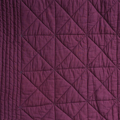 Plum Colour Machine Quilted Cotton Throw Blanket 50x60 inches