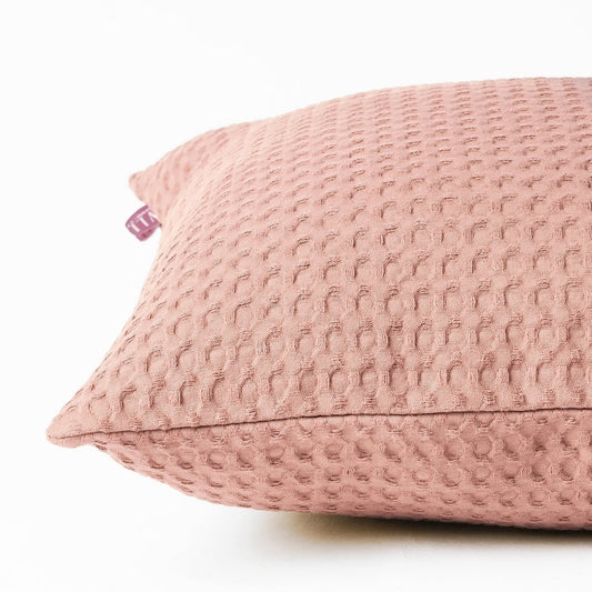 Old Rose Reversible Cotton Waffle Pillow Cover Soft Luxury