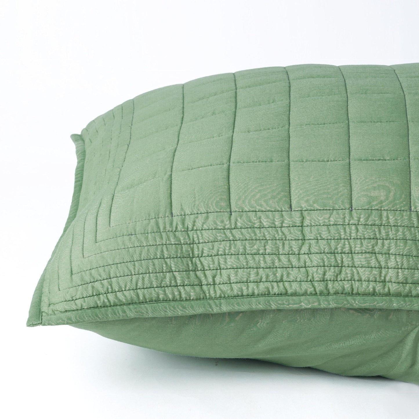 Sage Green Cotton Quilted Pillow Cases – Soft Handcrafted Luxury