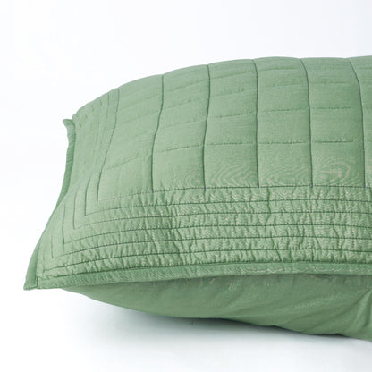 Sage Green Cotton Quilted Pillow Cases – Soft Handcrafted Luxury