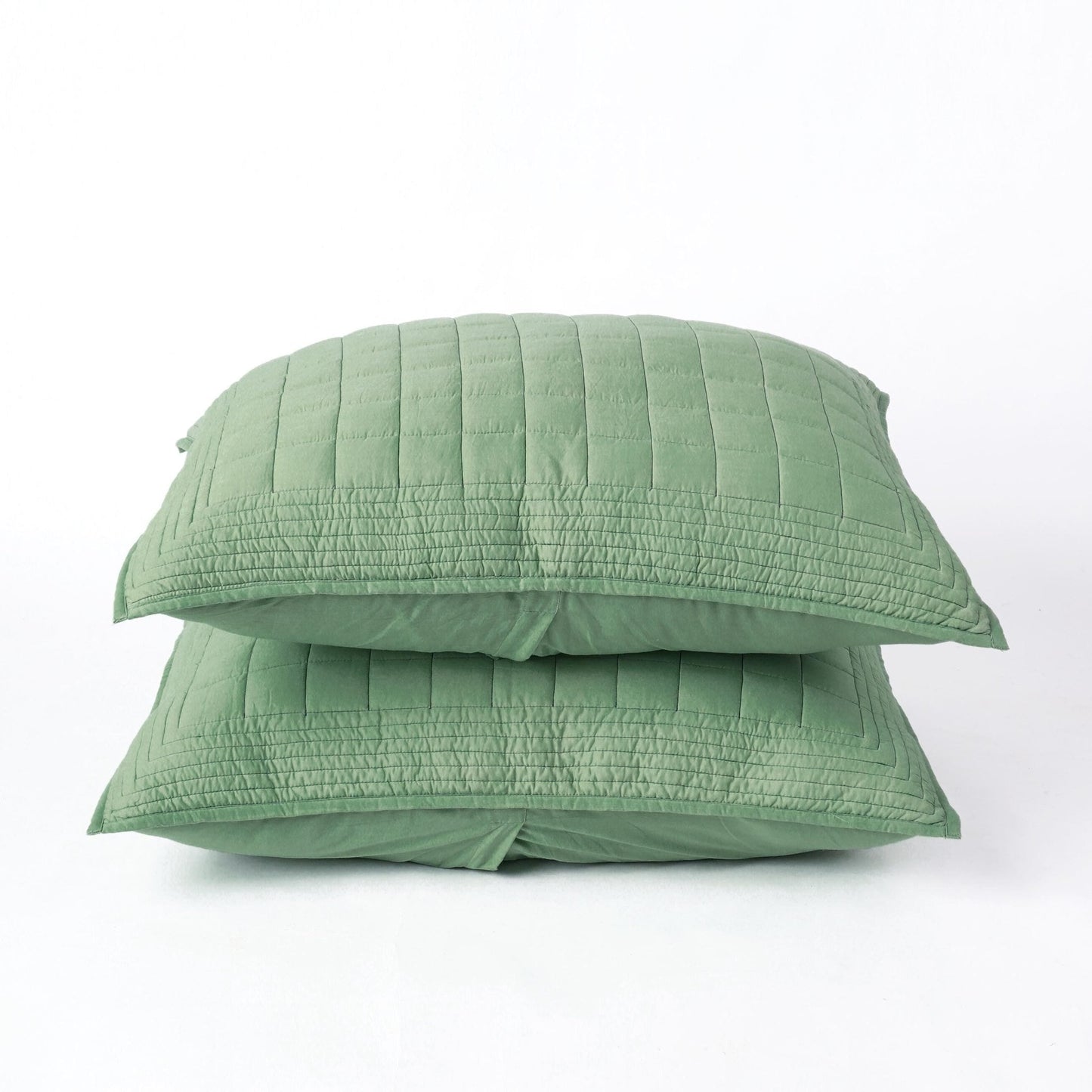 Sage Green Cotton Quilted Pillow Cases – Soft Handcrafted Luxury