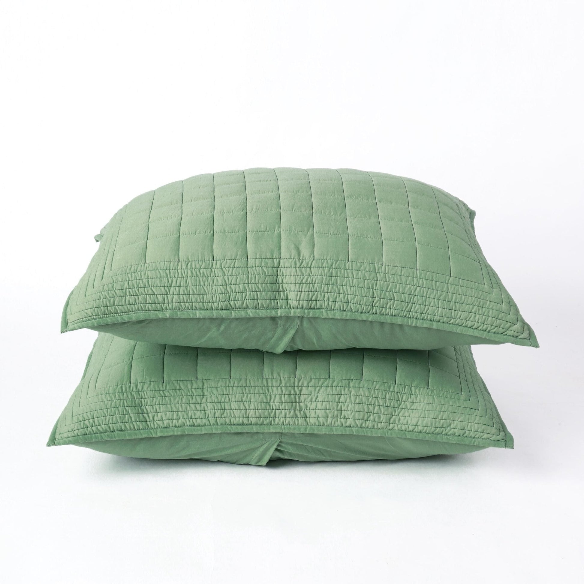 Sage Green Cotton Quilted Pillow Cases – Soft Handcrafted Luxury