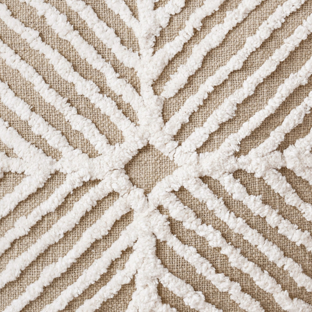 Zulu Off White & Beige Tufted Throw Pillow Cover | 18×18 Inches | Slub Cotton