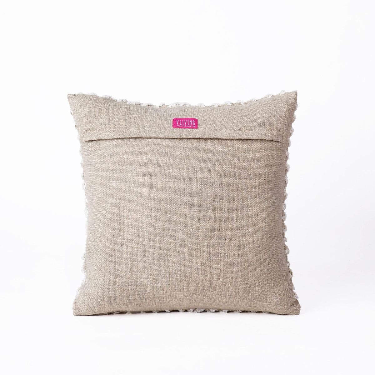 Zulu Off White & Beige Tufted Throw Pillow Cover | 18×18 Inches | Slub Cotton