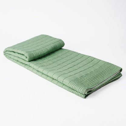 Sage Green Machine Quilted Cotton Throw Blanket | 50×60 Inches