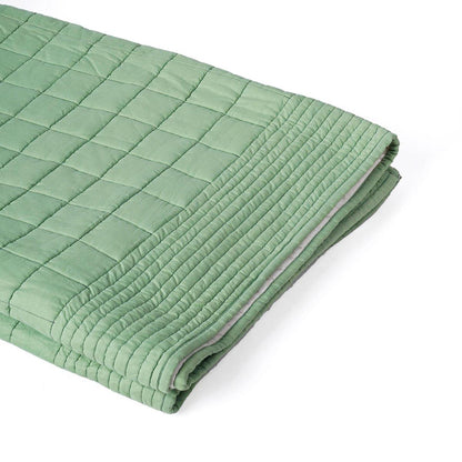 Sage Green Machine Quilted Cotton Throw Blanket | 50×60 Inches