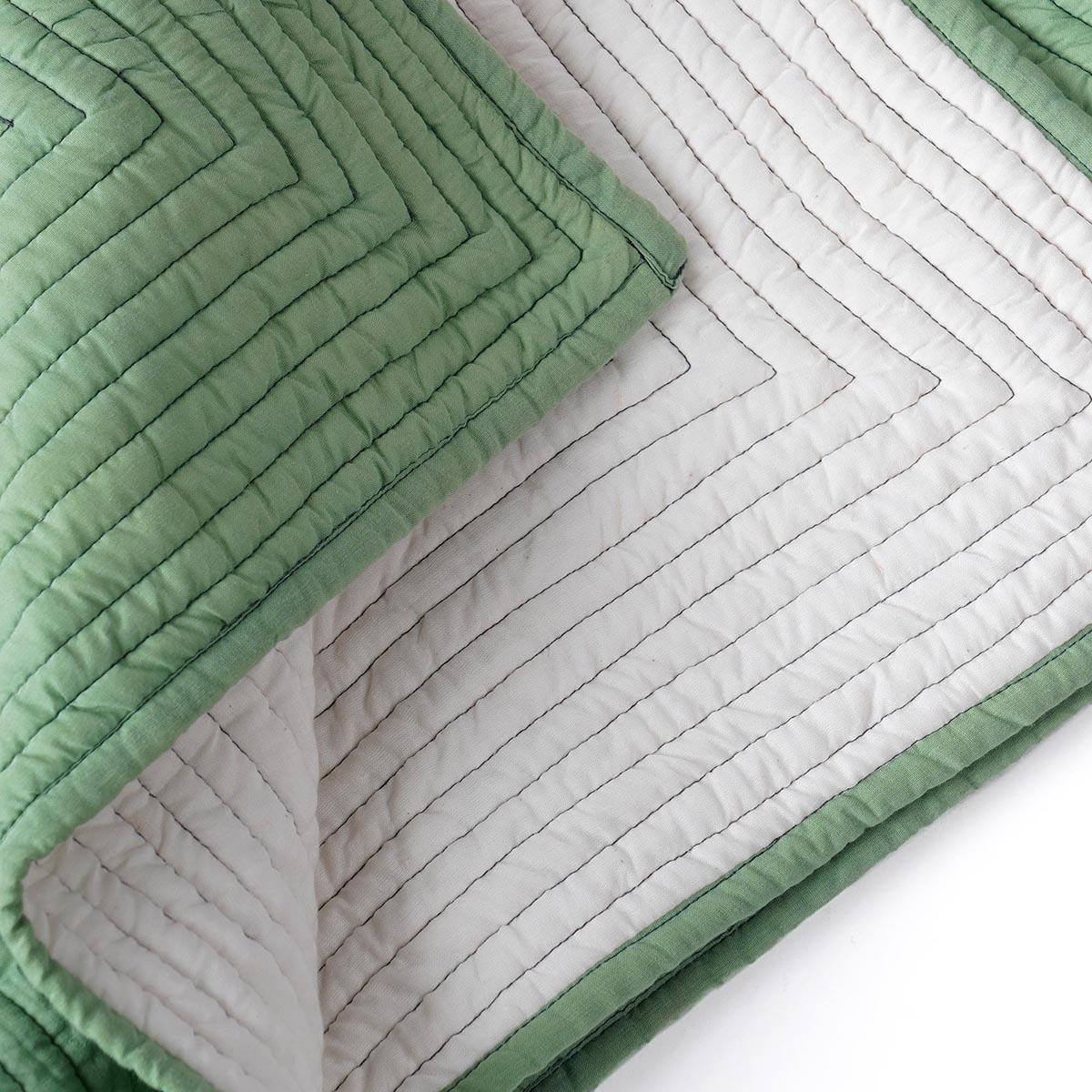 Sage Green Machine Quilted Cotton Throw Blanket | 50×60 Inches