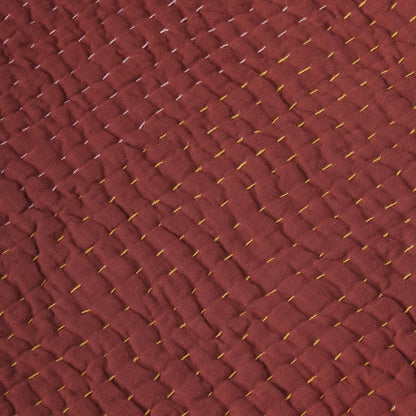 Terracotta Muslin Gauze Hand Quilted Kantha Throw Blanket | Stripe Quilting | 100% Cotton | 50×60 Inches
