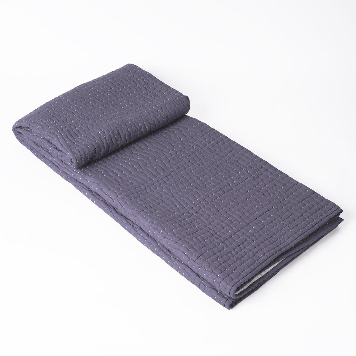 Lavender Hand Quilted Cotton Throw Blanket | Classic Stripe Quilting | 50×60 Inches