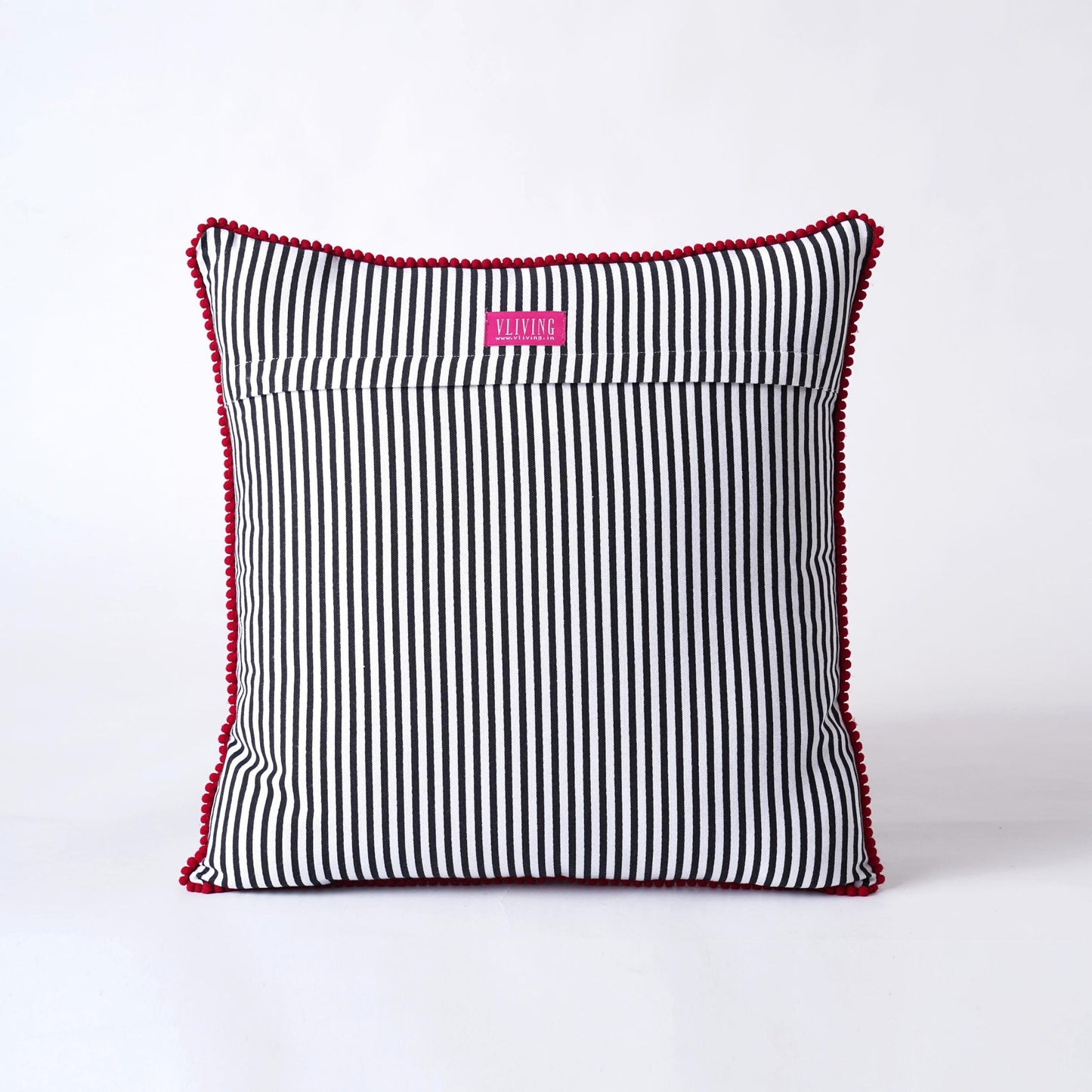 Charcoal Red Embroidered Christmas Pillow Cover – Stonewashed Cotton