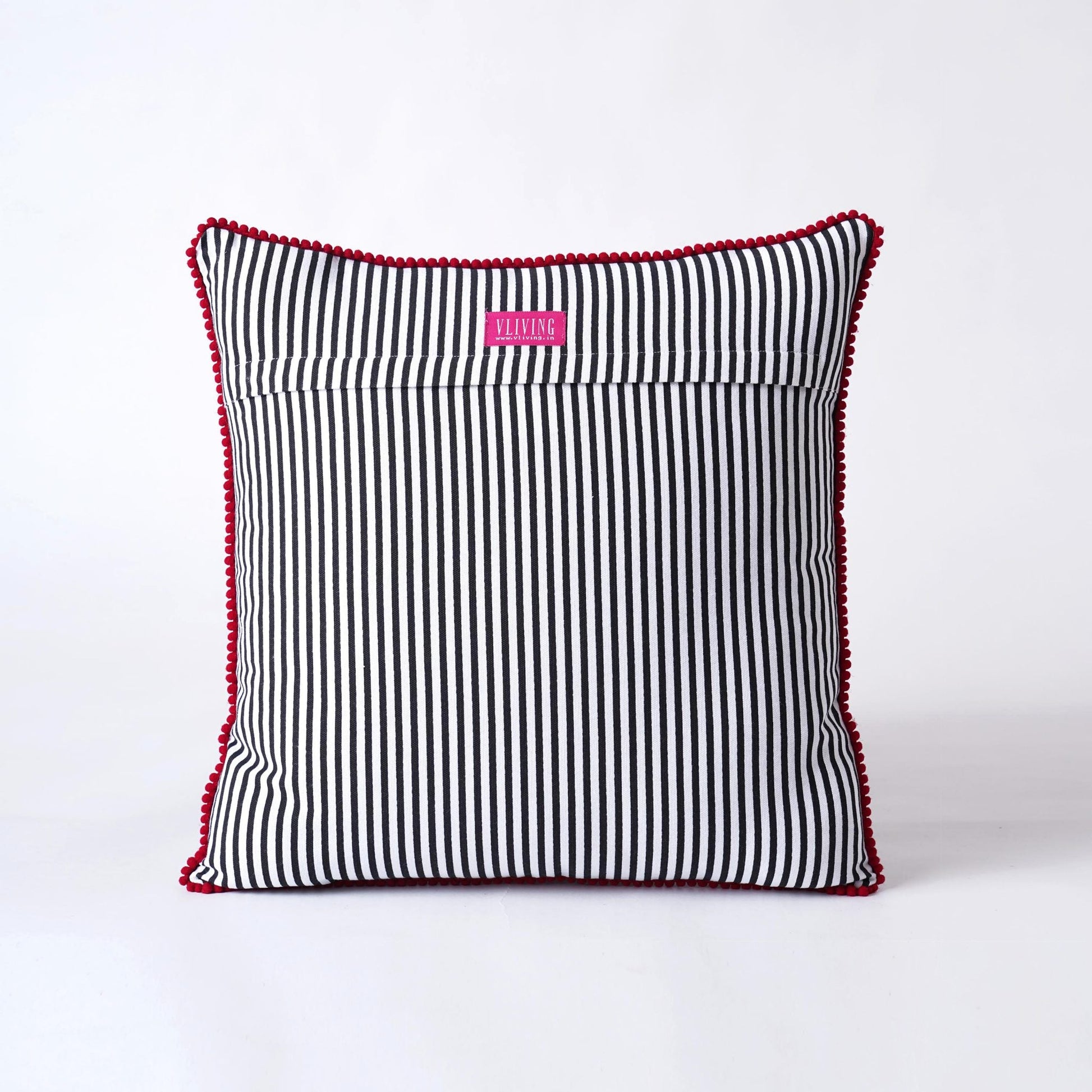 Charcoal Red Embroidered Christmas Pillow Cover – Stonewashed Cotton