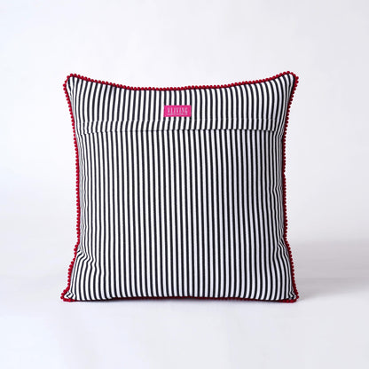 Charcoal Red Embroidered Christmas Pillow Cover – Stonewashed Cotton