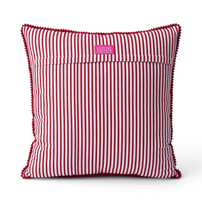 Blue & White Tie Dye Prism Print Cushion Cover with Red Trim | Multiple Sizes
